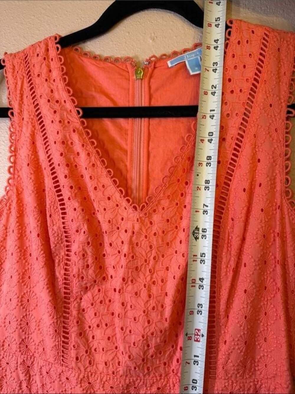 Draper James Coral Eyelet V-Neck Midi Dress - Picture 9 of 9